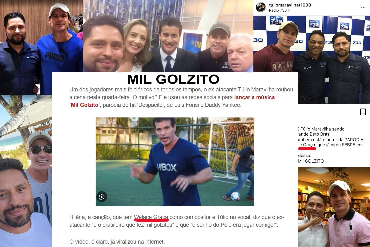 Montagem sobre a repercussão do Mil Golzito na Jovem Pan